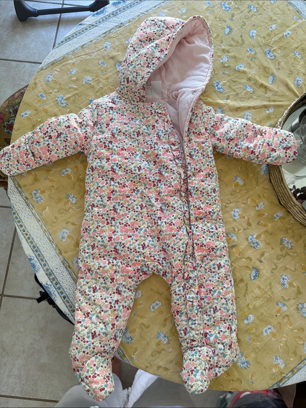 Koala Kids Floral Hooded Footie One-Piece - Pink Multi
